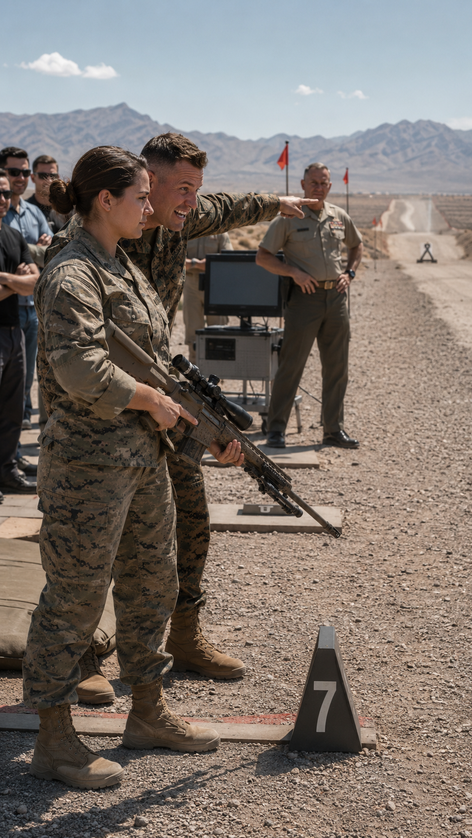 “They laughed when she asked for 800 meters… until her first shot made the whole range go silent.”