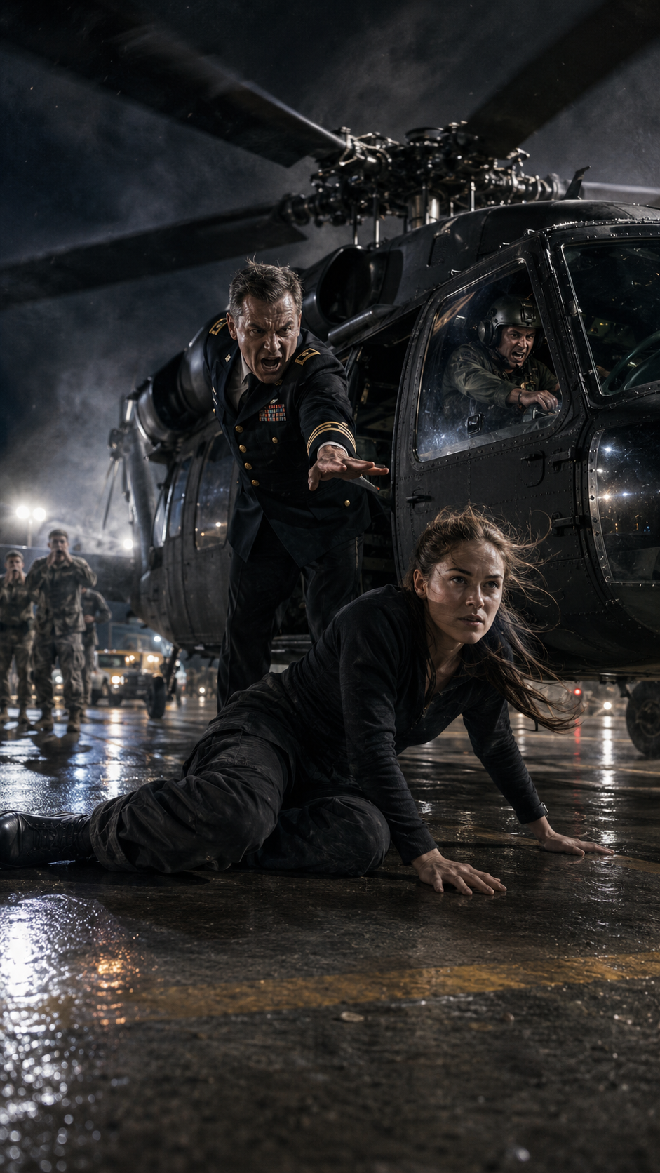He pushed her out of the Black Hawk… then the pilot immediately shut the engine down.