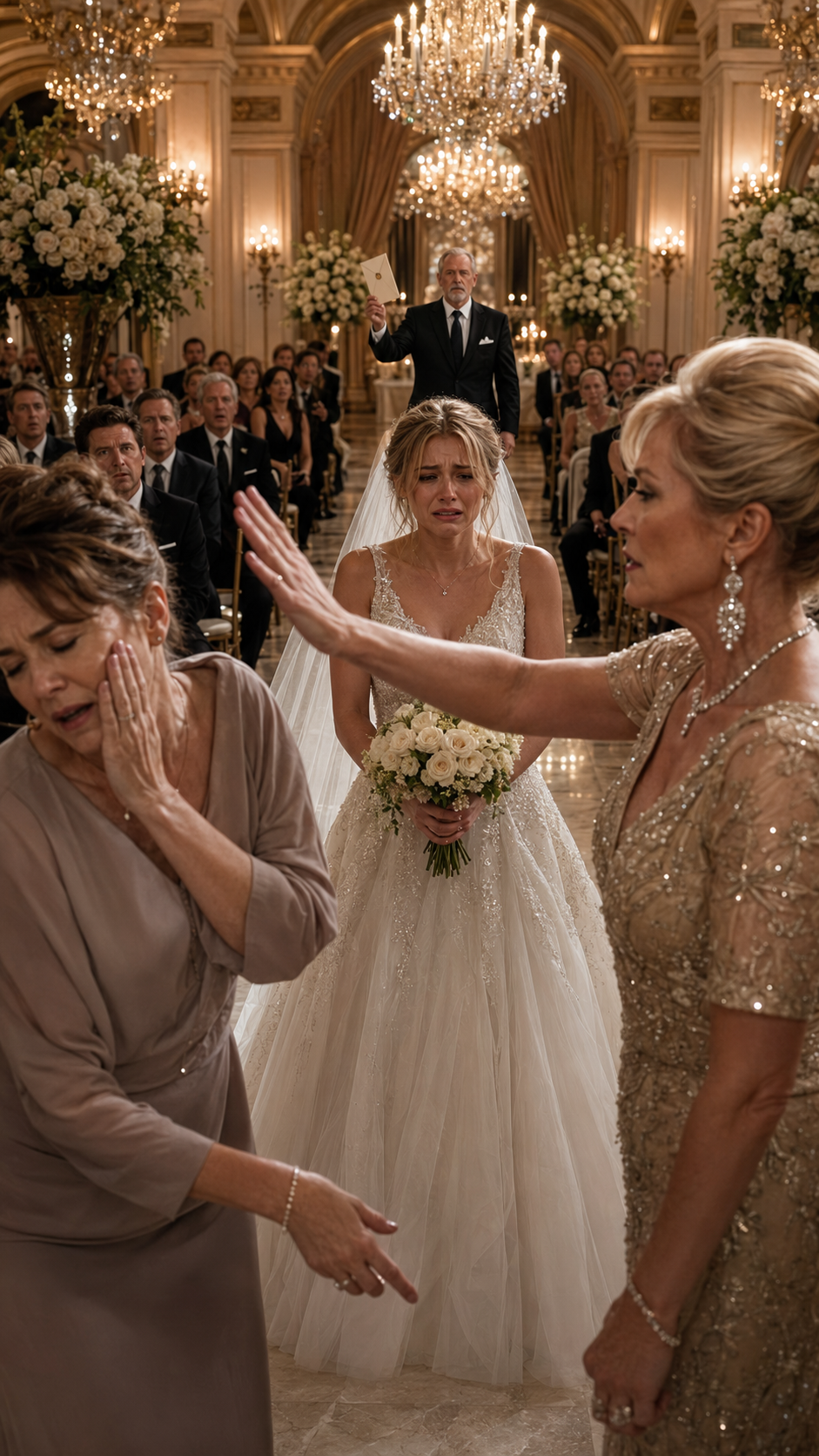 The groom’s mother slapped the bride’s mother because she thought her family was poor… but one guest stood up and shocked the entire wedding hall.