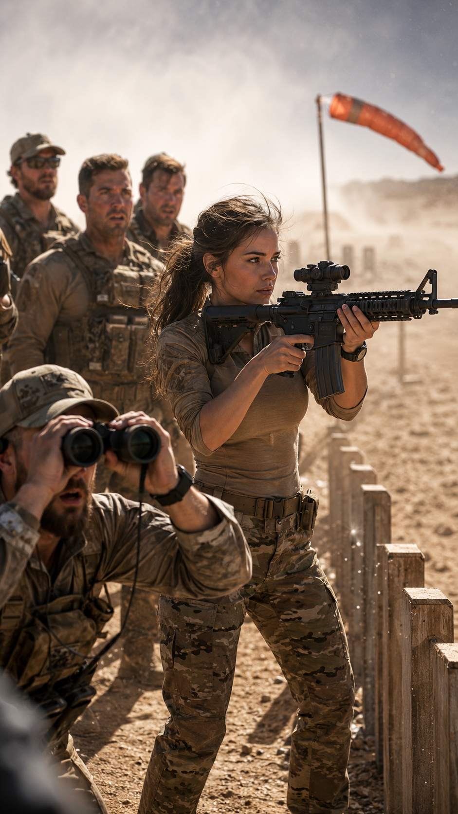 They laughed because she aimed away from the center of the target… but didn’t know she was calculating the wind.