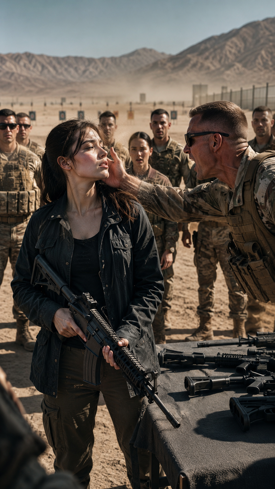 A strange girl walked onto a military firing range… then got slapped for daring to pick up the instructor’s rifle.