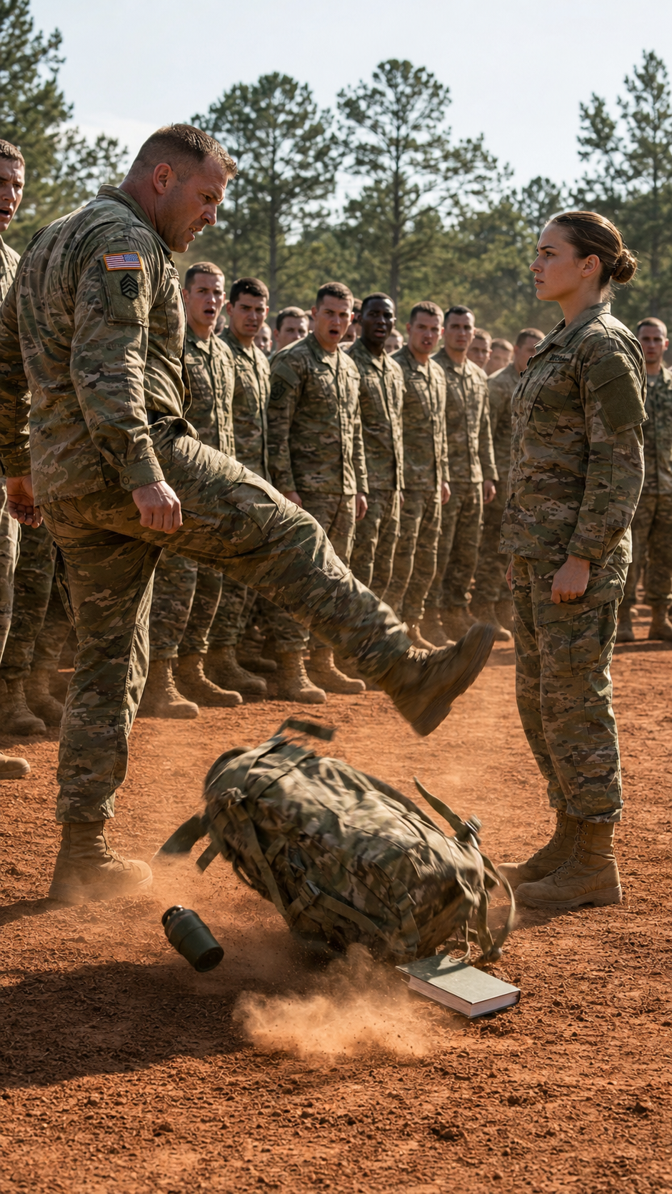“He kicked her gear across the dirt… but her answer made the whole formation stop breathing.”