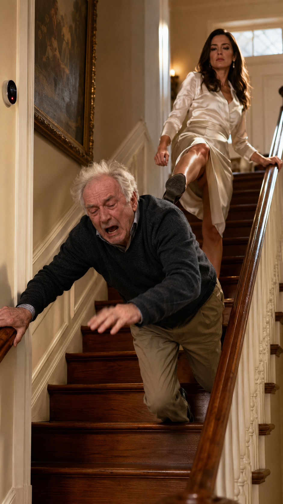 “She kicked her father-in-law down the stairs… but she didn’t know the doorbell camera had just sent the video to her husband.”