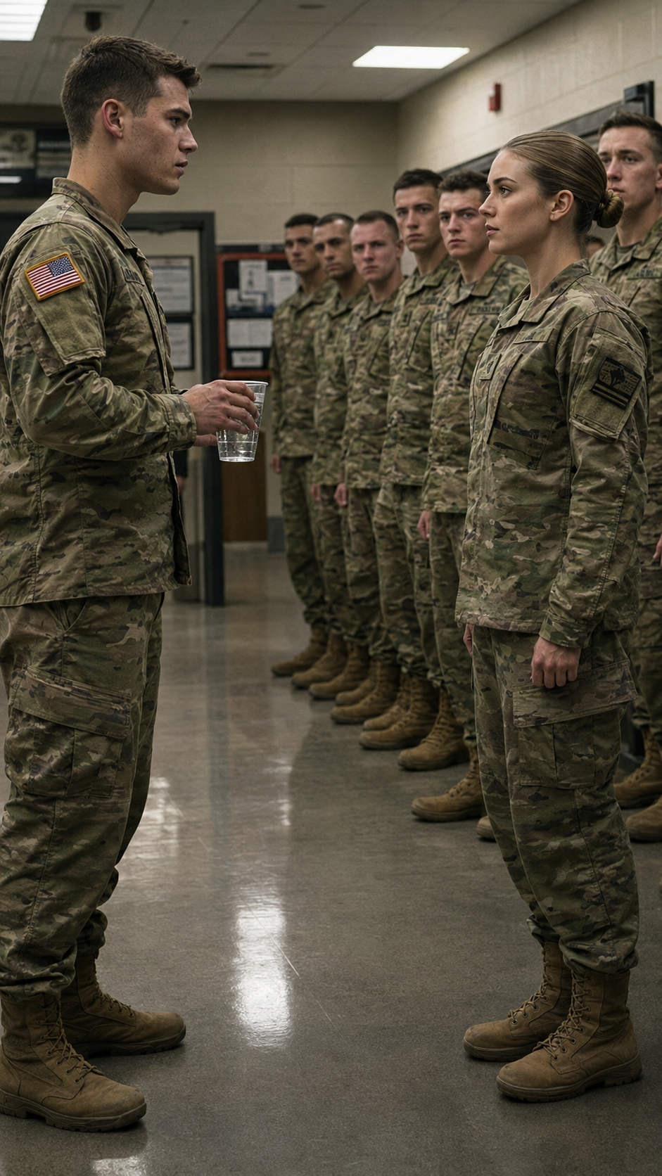 “The captain laughed when water ran down her uniform… then she showed him the card that ended his smile.”