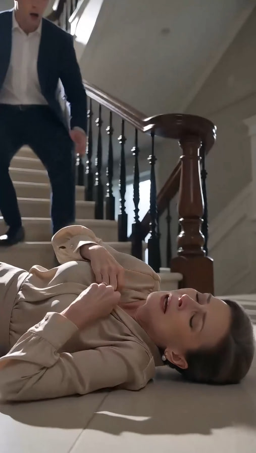 During a brutal argument with her daughter-in-law, the mother-in-law suddenly fell down the stairs… but her final words left the entire family frozen.