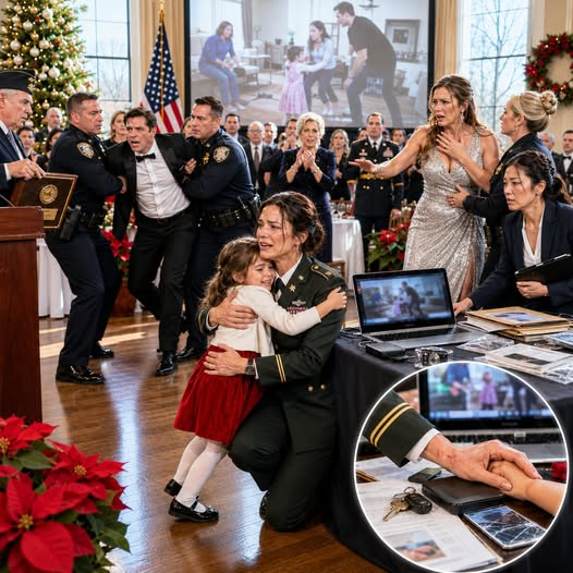 Her Husband Charged Across the Christmas Ceremony to Stop the Video — Then Their Four-Year-Old Daughter Whispered the Words That Silenced the Entire Ballroom