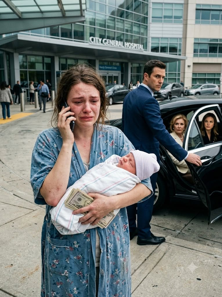 Her Husband Abandoned Her and Their Newborn Outside the Hospital With Bus Fare — Until He Saw Who She Called