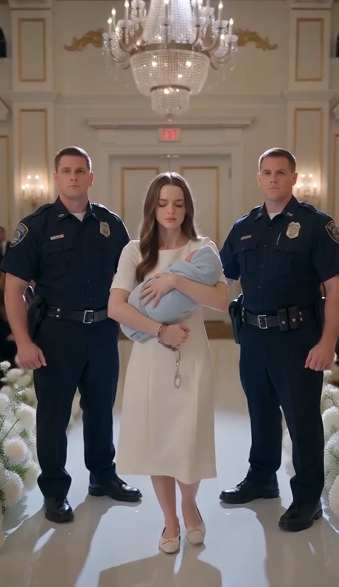A young wife walked into her husband’s wedding in handcuffs — with their newborn strapped to her chest.
