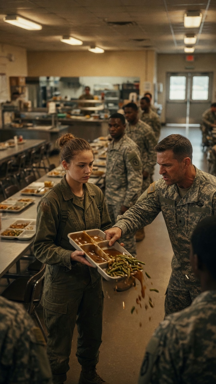 A Lieutenant Knocked the Tray From a Young Soldier’s Hands—Then She Said One Sentence That Made the MPs Walk In