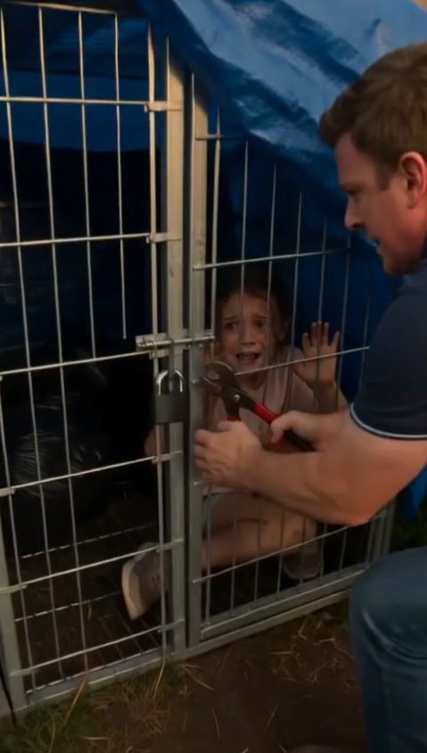 I Found My Daughter Locked in a Cage Beside a Pool Full of Black Bags—Then She Whispered What Happened to My Wife