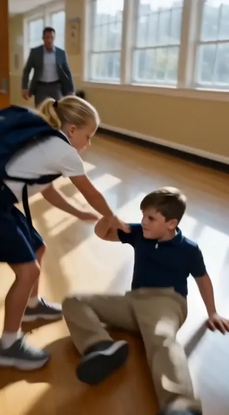 A School Bully Slammed Lily Into the Lockers — Then His Father Saw the “CASTER” Patch on Her Backpack and Turned Pale