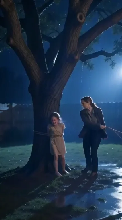 She Tied His Little Girl to a Tree in the Rain — Then Lily Pointed at Her Dead Mother’s Locked Room