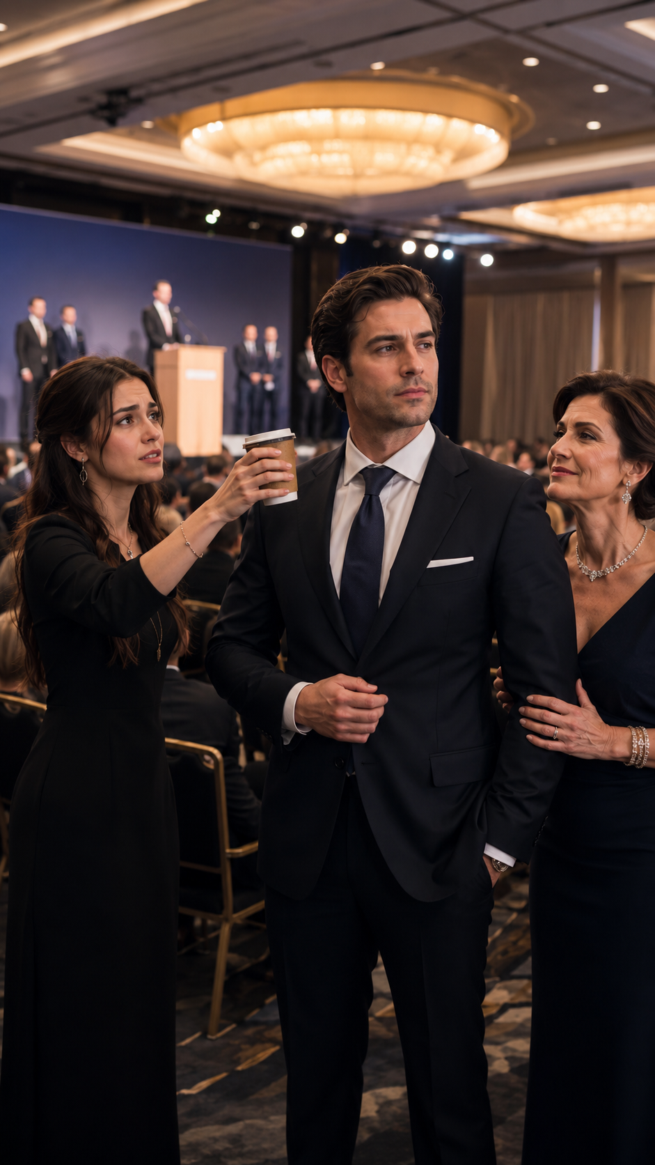 She Spilled Coffee on Her Brother’s Suit Before His CEO Ceremony… Then the Hidden Device Exposed the Traitor Smiling in the Family Row