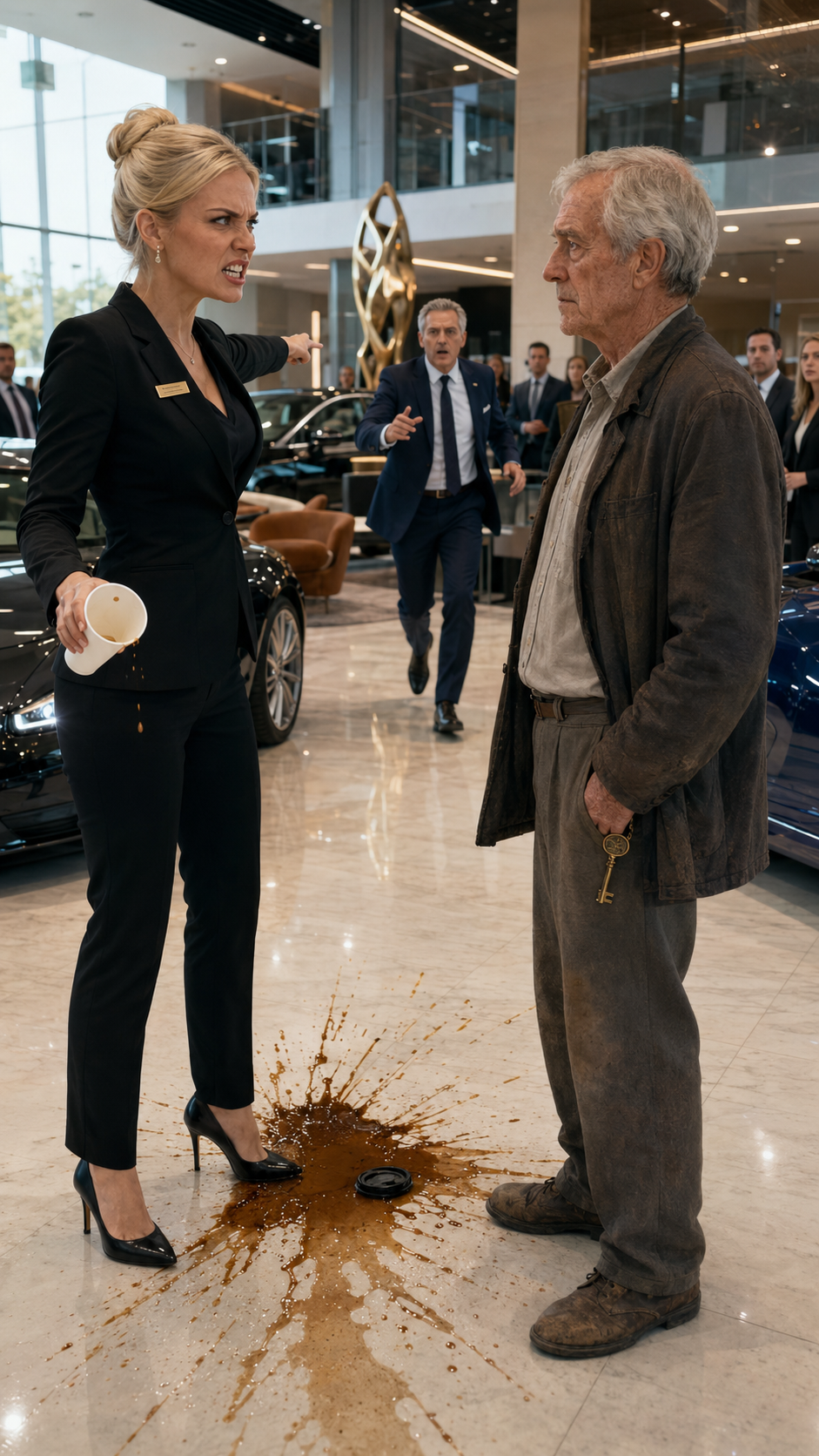 “They mocked the poor old man in the fancy showroom… then he held up a card.”