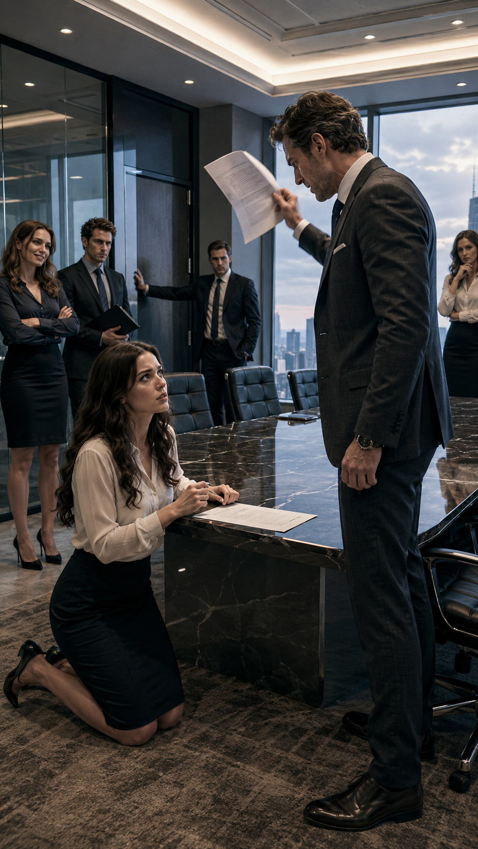 They Locked the New Girl in a Meeting Room and Forced Her to Kneel… But She Was the Chairman’s Secret Wife