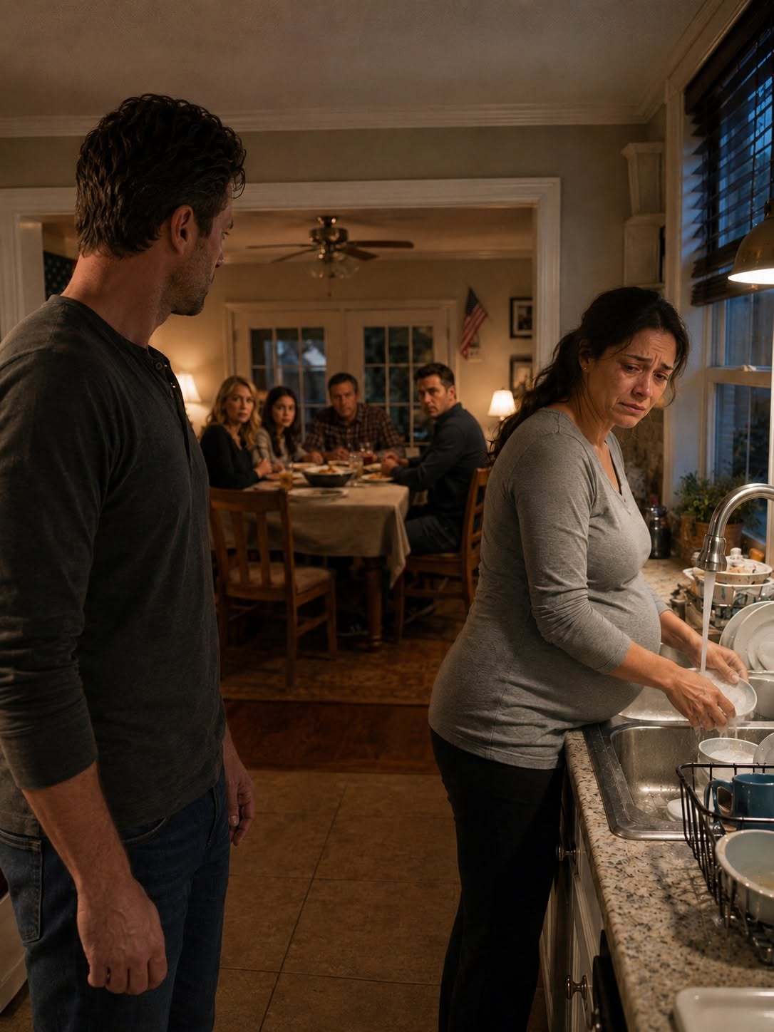 I Found My Pregnant Wife Washing Dishes Alone at 10 P.M.—Then I Finally Said What My Family Never Expected