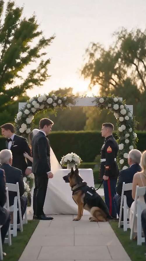 “The military dog broke into the wedding… and growled at the groom’s medal.”