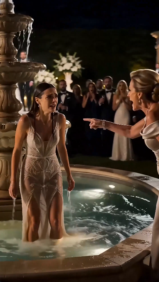 “My mother humiliated me in front of hundreds of wedding guests and shoved me into the fountain… but she thought she had won until the man I had hidden for three years walked into the party.”