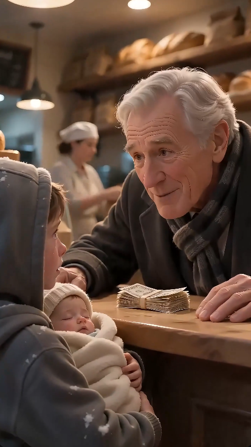 “A freezing little boy walked into a bakery with his baby sister and only two wrinkled dollars… then a wealthy stranger stood up and changed everything.”