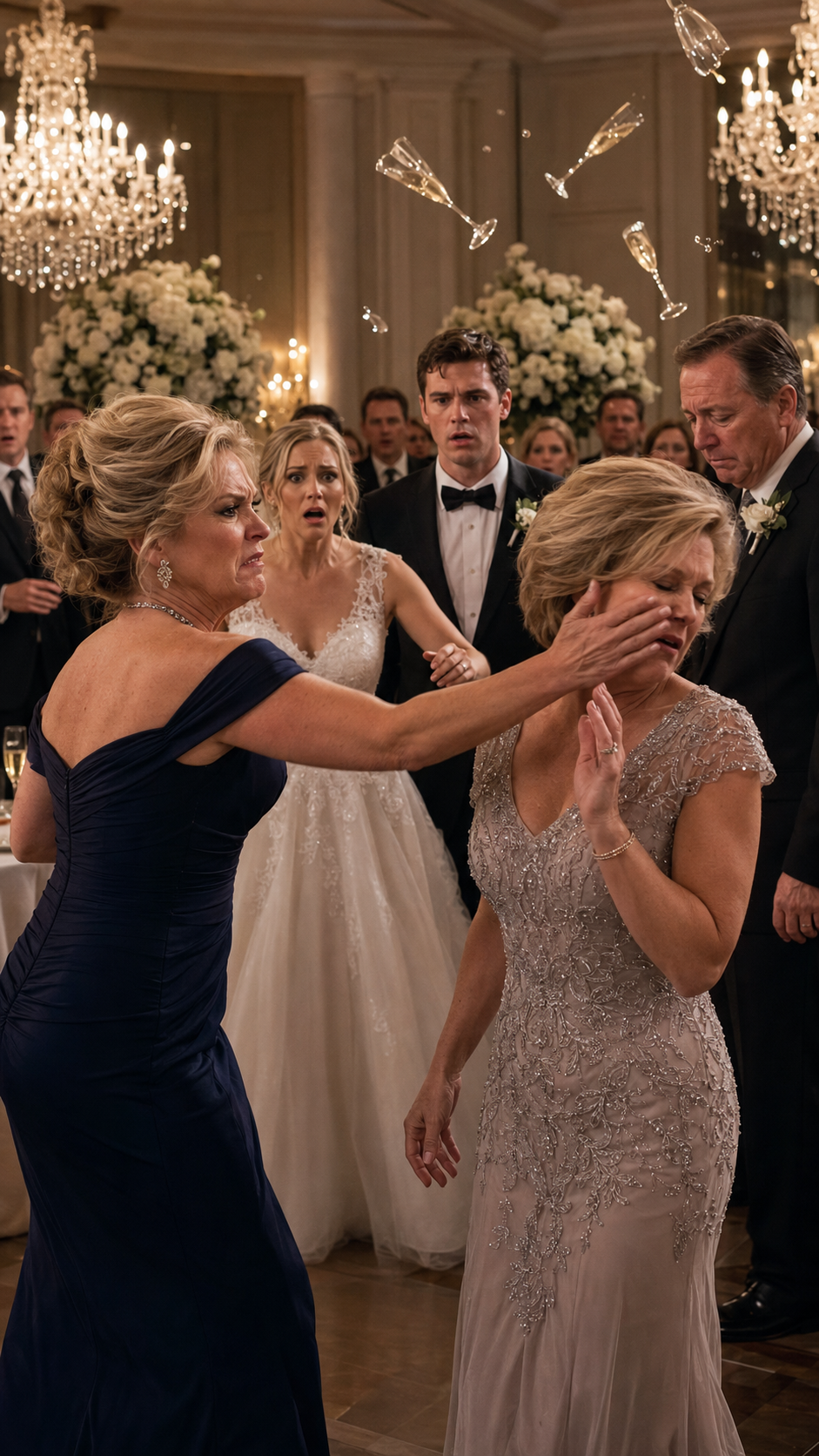 “At the wedding, the groom’s mother slapped the bride’s mother… after discovering she was having an affair with the groom’s father.”