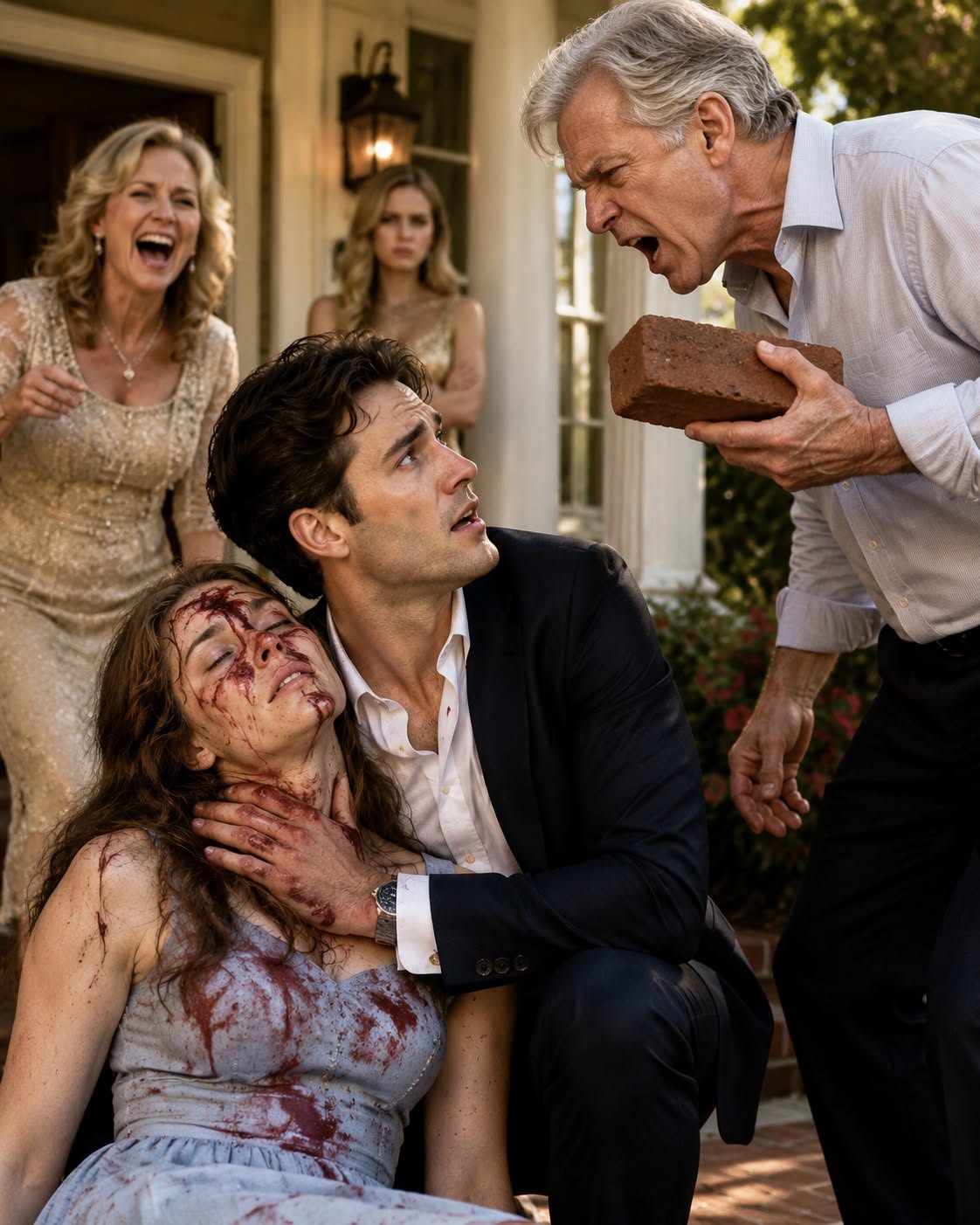 A father attacks his daughter to force her fiancé toward the favored sister, but a hidden witness sees everything.