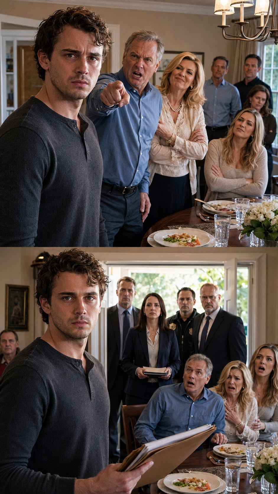 A neglected young scientist confronts the family planning to spend his protected education money on his sister just as a confidential message and several unexpected officials arrive during dinner.