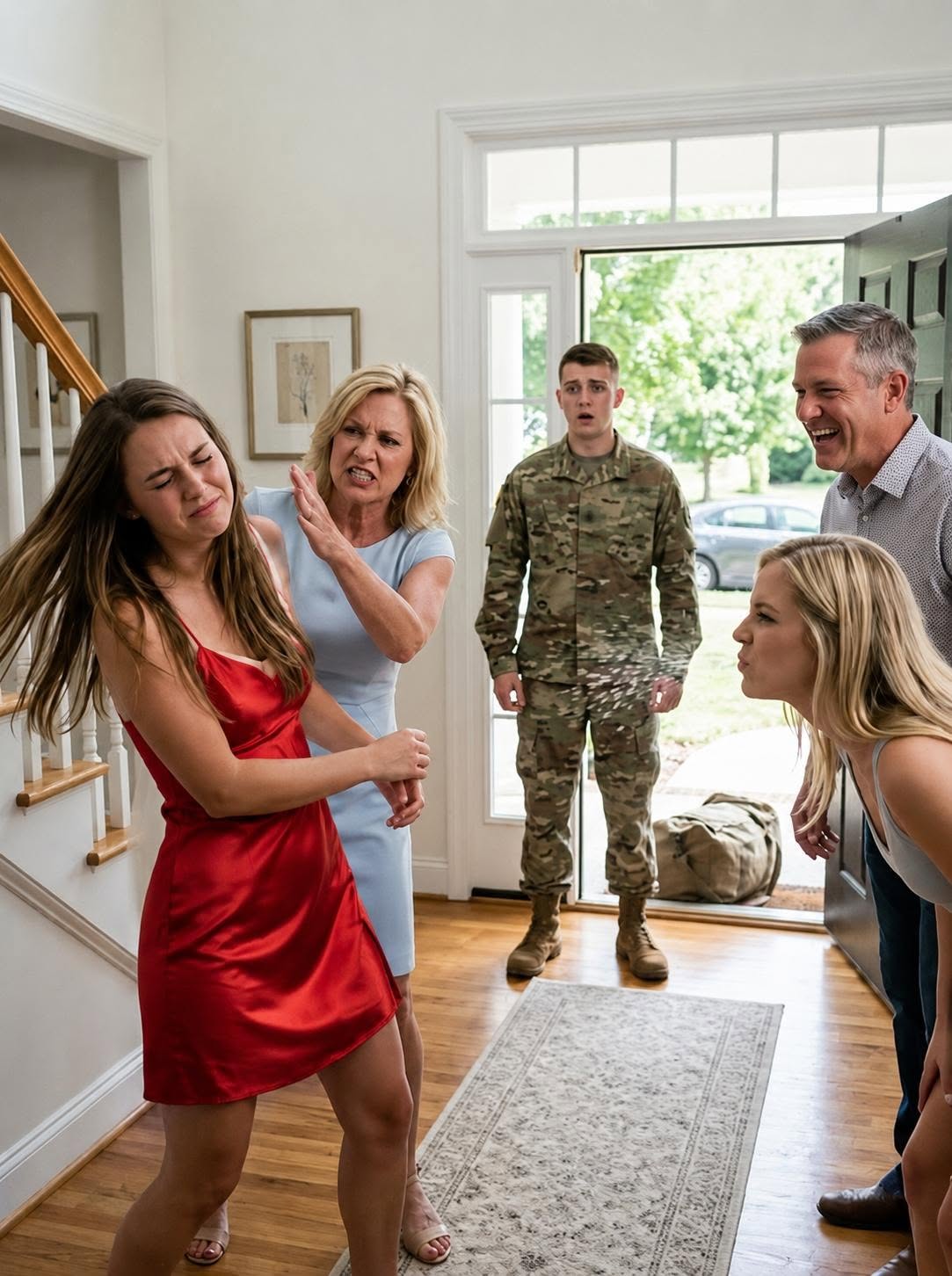 Soldier Returned Early and Caught Family Attacking Wife