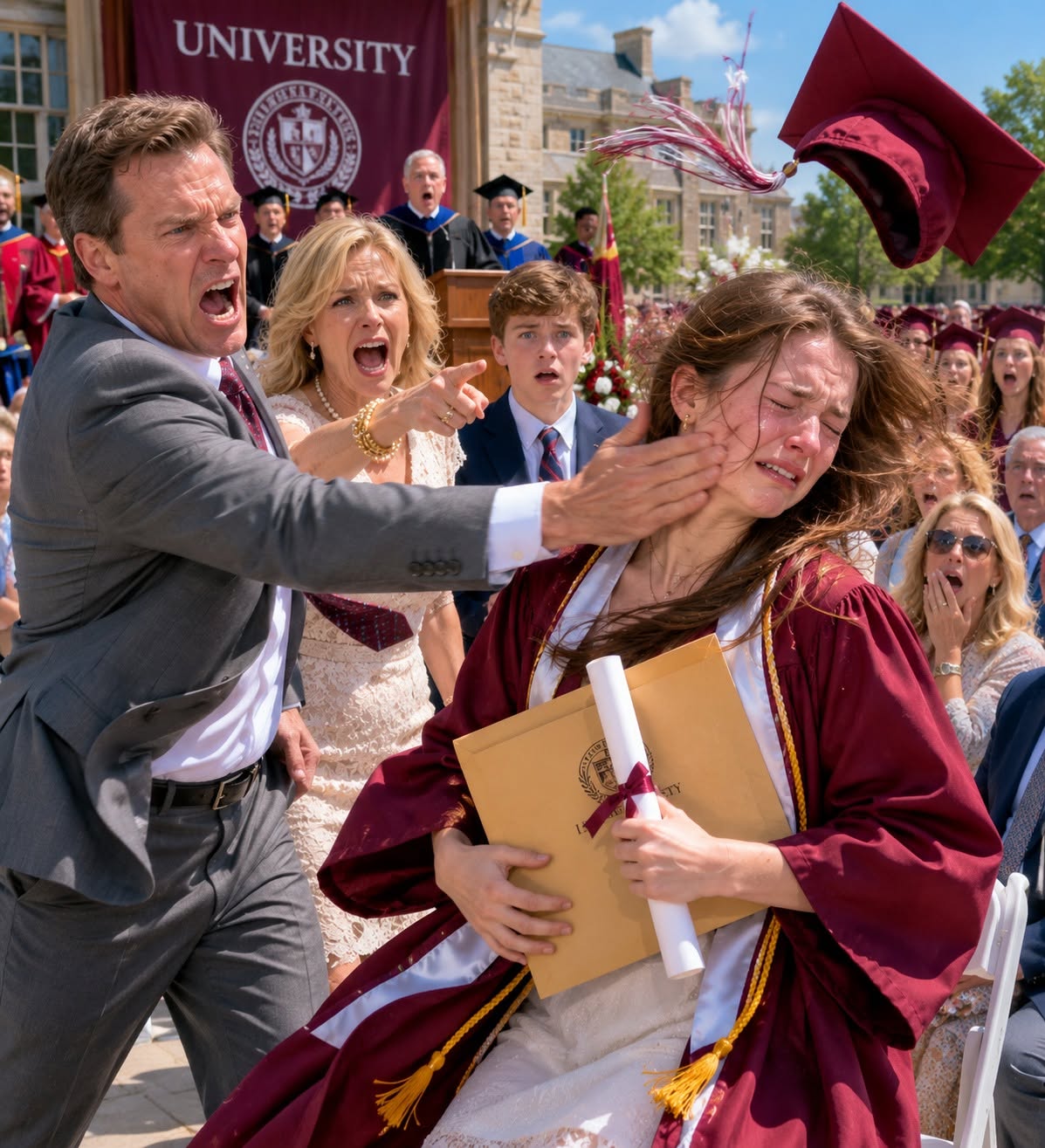 Her Father Slapped Her at Graduation — Then She Took the Mic and Exposed Everything