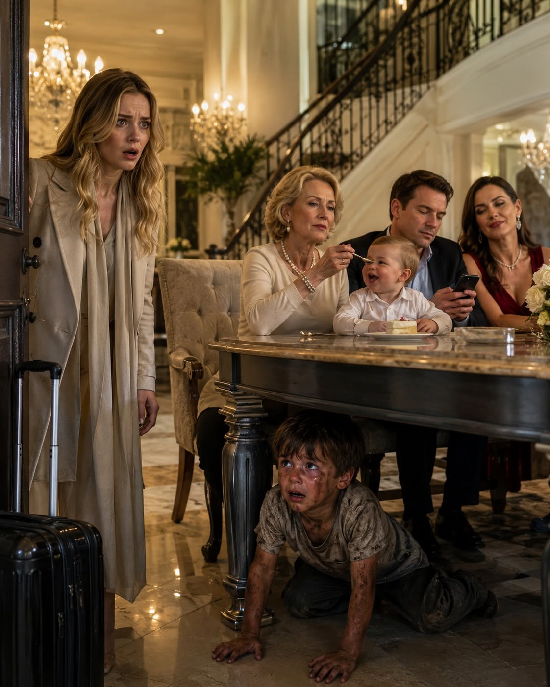 Mother Returns From London And Finds Her Little Son Crawling Beneath The Table While Her Husband Protects His Mistress’s Child