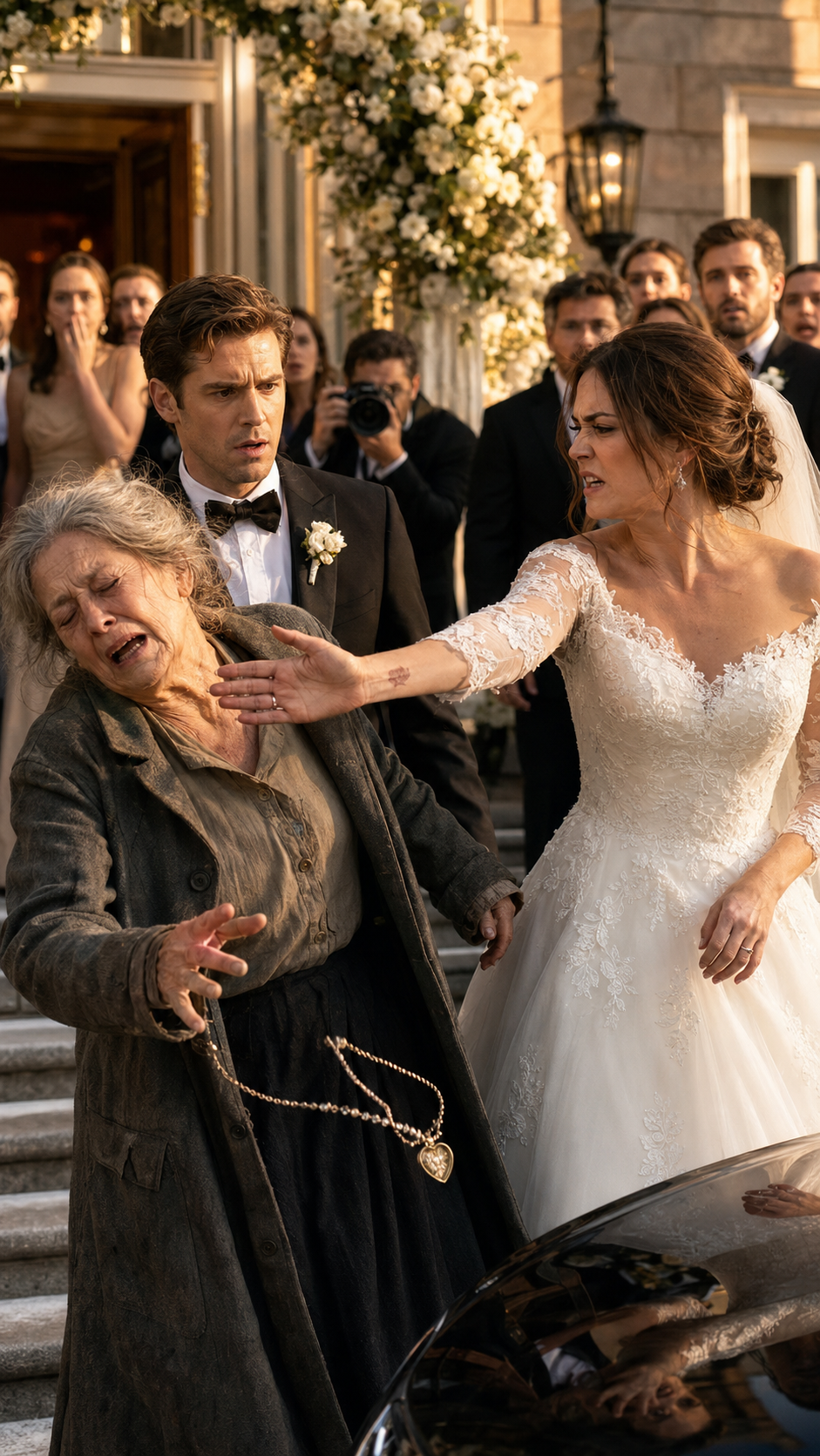 “The bride slapped an old beggar outside her wedding… then the family birthmark exposed the truth.”