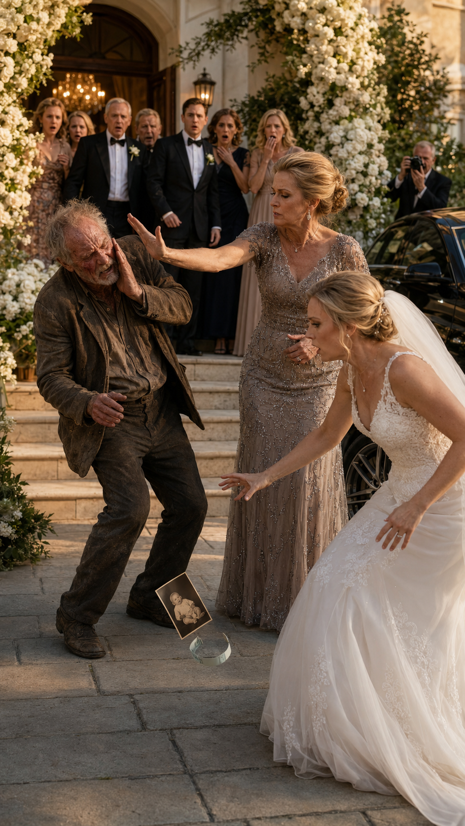 The Bride’s Mother Slapped an Old Beggar — Then His Photo Exposed the Bride’s Real Father