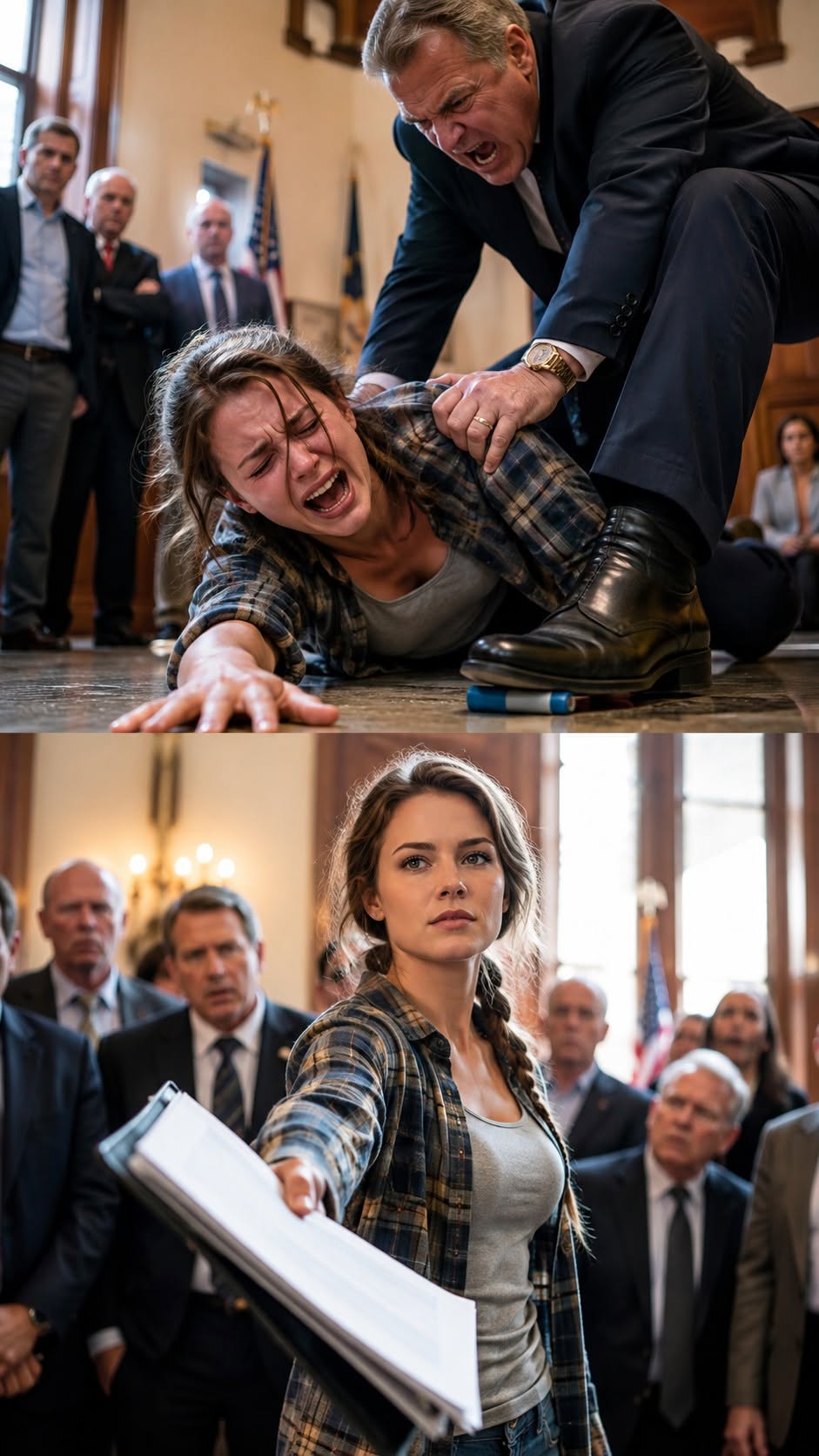 Mayor Crushes a Farmer’s Inhaler and Orders Her Home Demolished—Then Freezes When Her Black Folder Reveals She Owns the Town’s Debt.