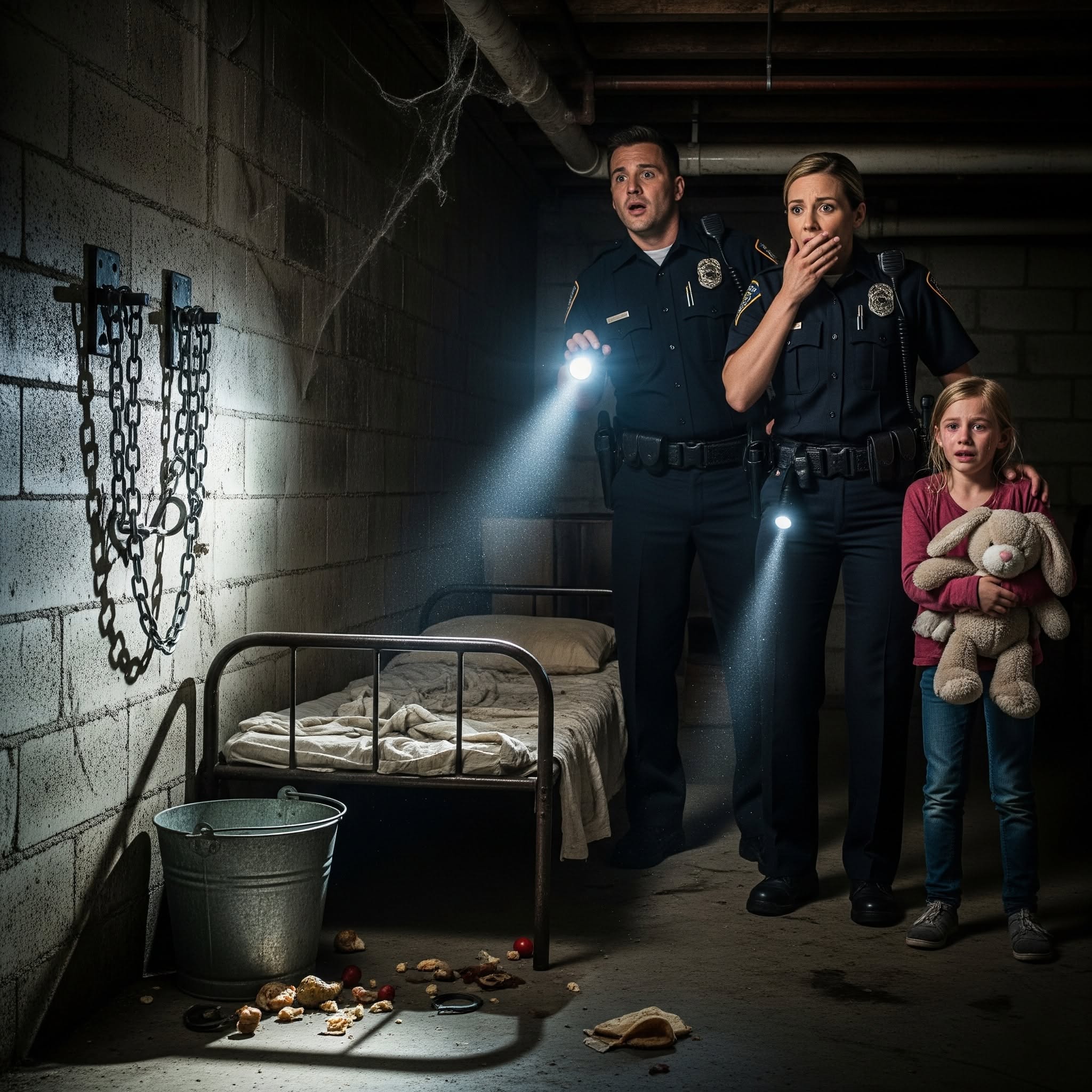 Little Girl Tells Police She Sleeps in the Basement Until They Find Chains Beside Her Bed