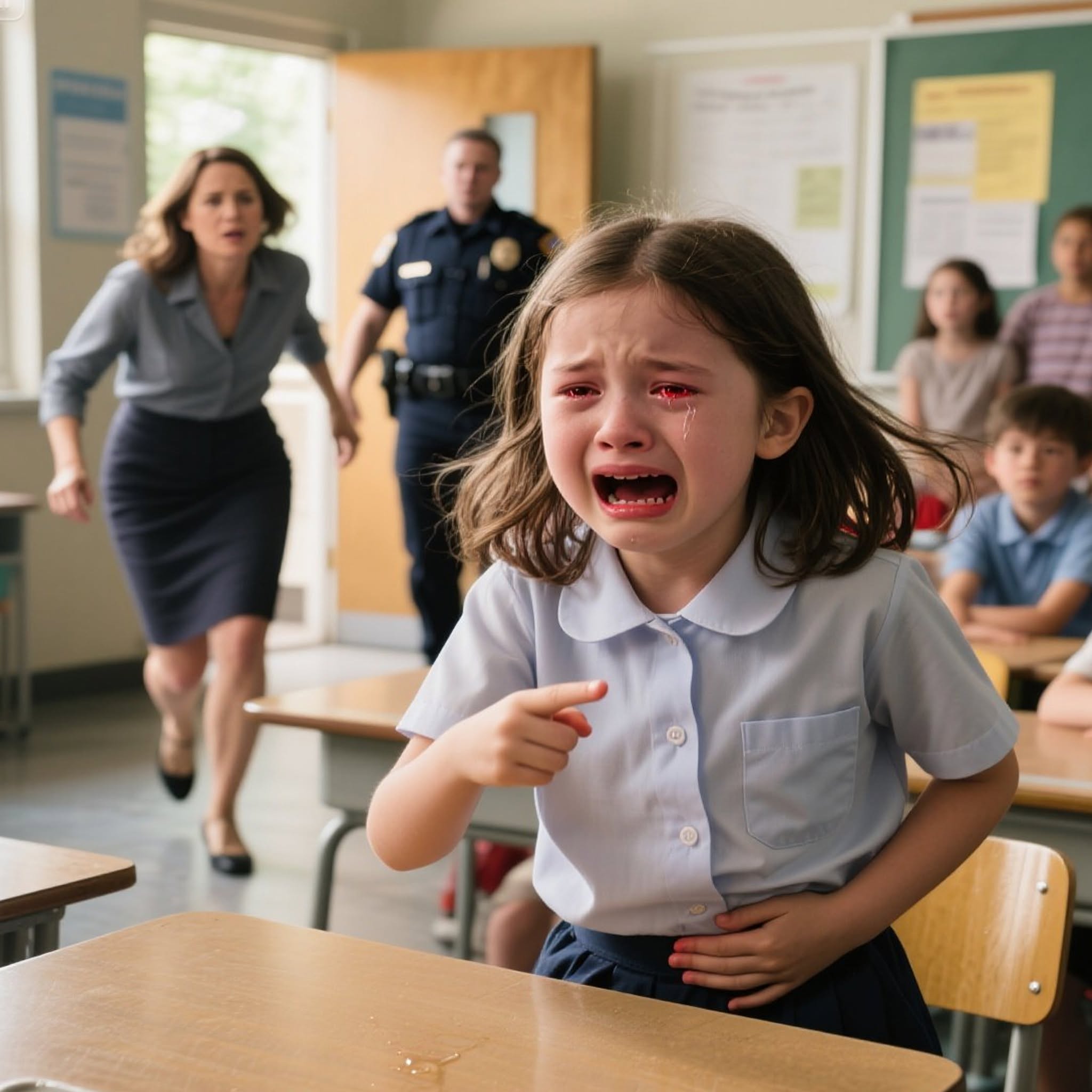 Girl Cries Out in Class From Secret Pain—Moments Later, Her Limping Father Rushes In and Police Arrest Him on the Spot.