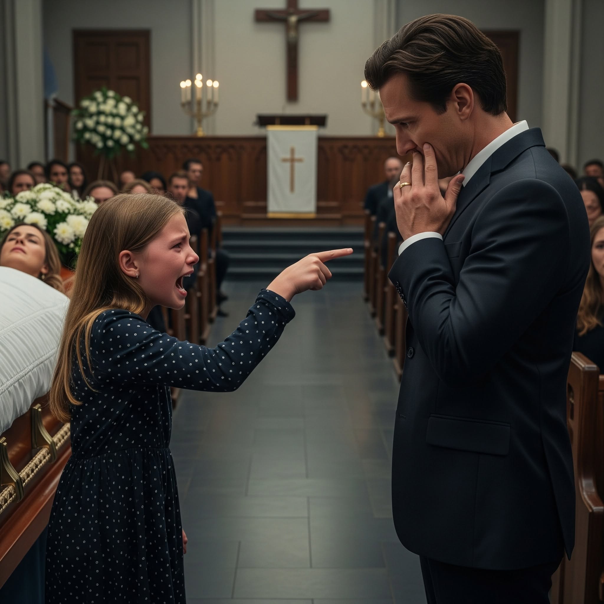 After Recognizing a Secret Ring on Her Stepfather’s Hand - Little Girl Stops Her Mother’s Funeral