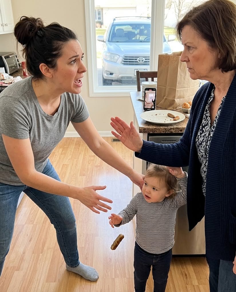 My mother-in-law slapped my two-year-old over a sausage—then one line on the kitchen camera exposed my husband’s dirtiest lie
