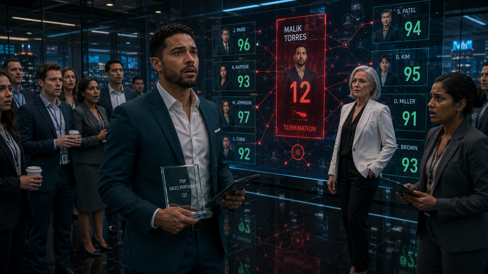 “The company let AI score every employee… until the top worker dropped from 91 to 12.”