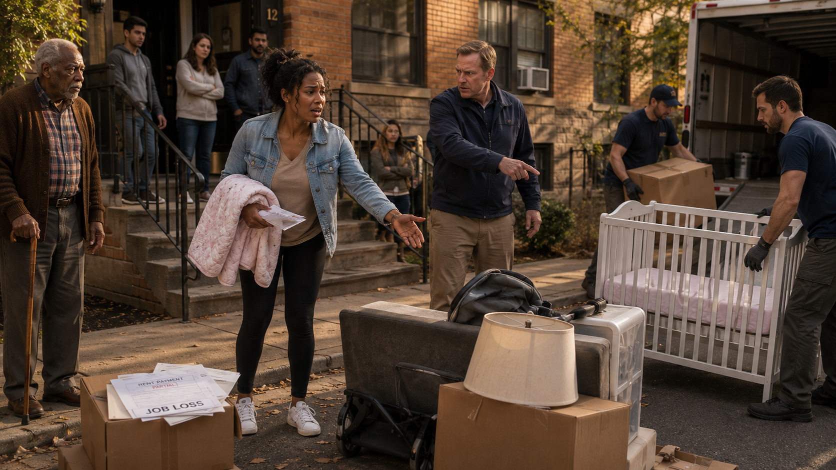“They threw her furniture onto the street… then the landlord saw the baby crib.”