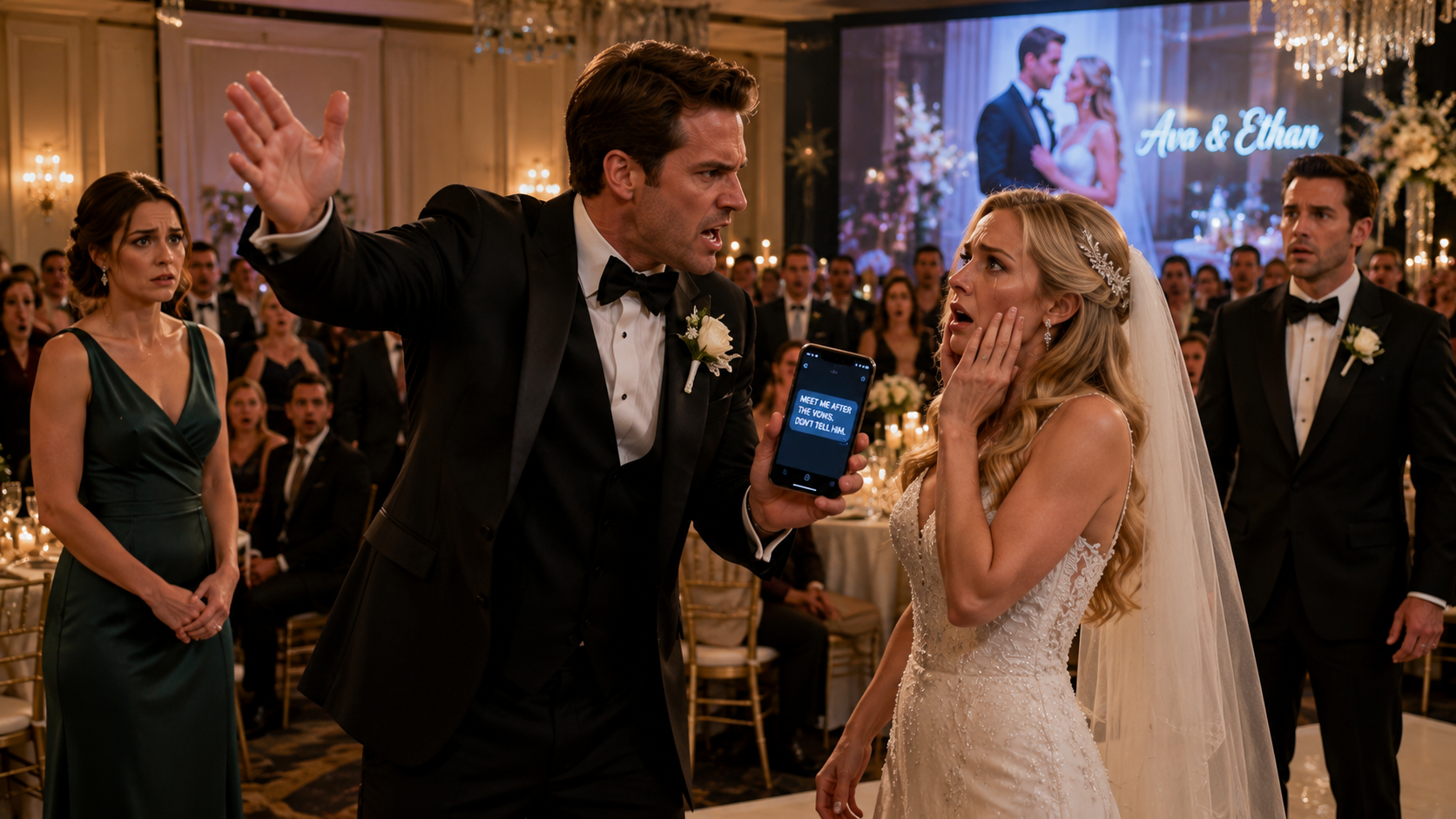 “He slapped his bride on the wedding stage after reading one fake text.”
