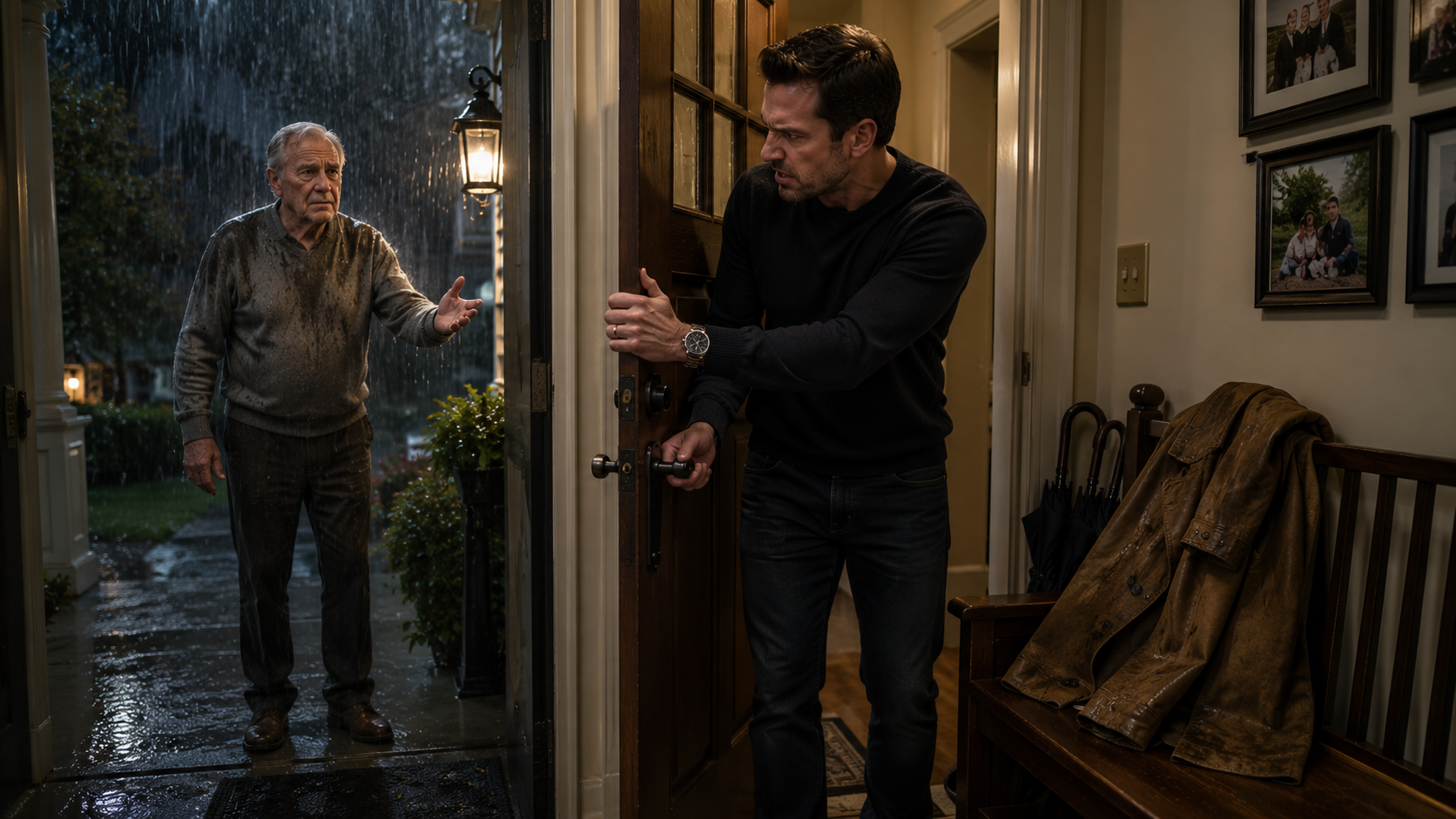 “He locked his father outside… then found the deed in his coat.”