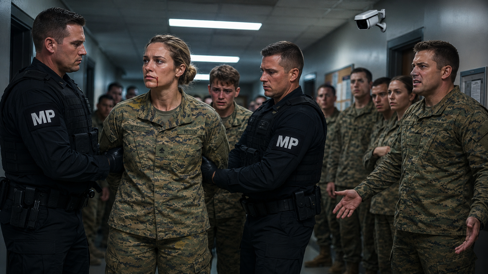 “They blamed the female soldier for a hallway incident… then the security camera showed who she was really protecting.”