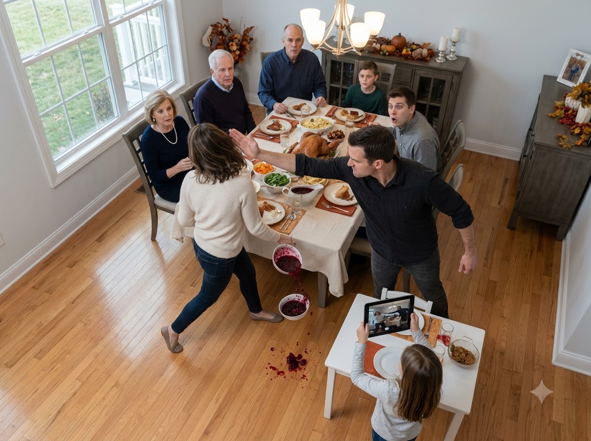 My Husband Slapped Me At Thanksgiving—Then Our Daughter Played His Plan