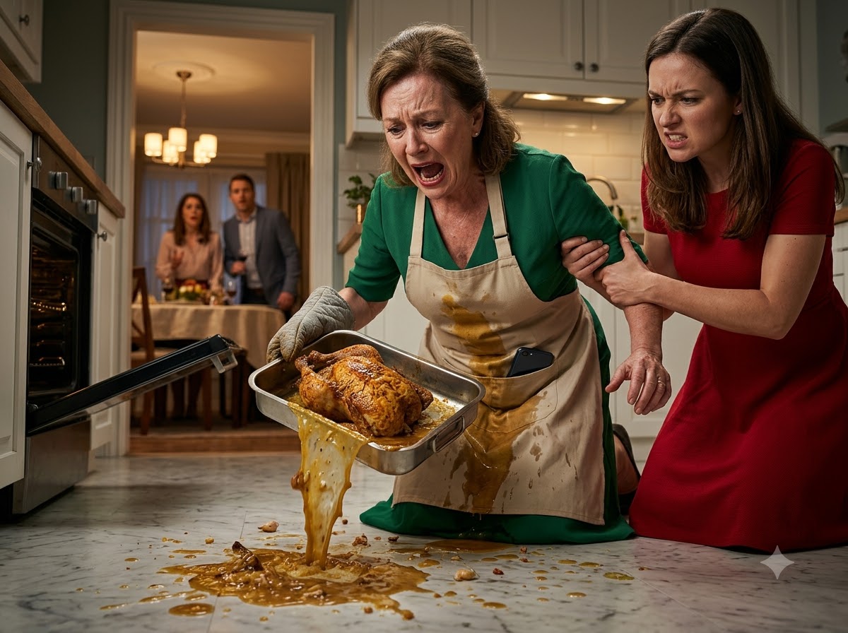 My Sister-In-Law Shoved A Christmas Roast Onto My Legs—Then The Kitchen Camera Revealed Why My Husband Left