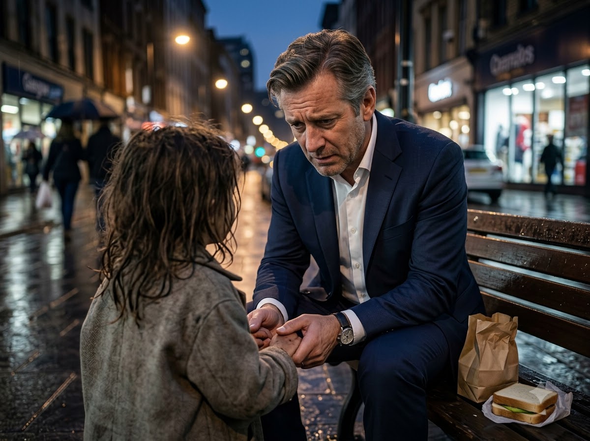 A Hungry Little Girl Found Me Crying Over My Wife’s Photo in the Rain