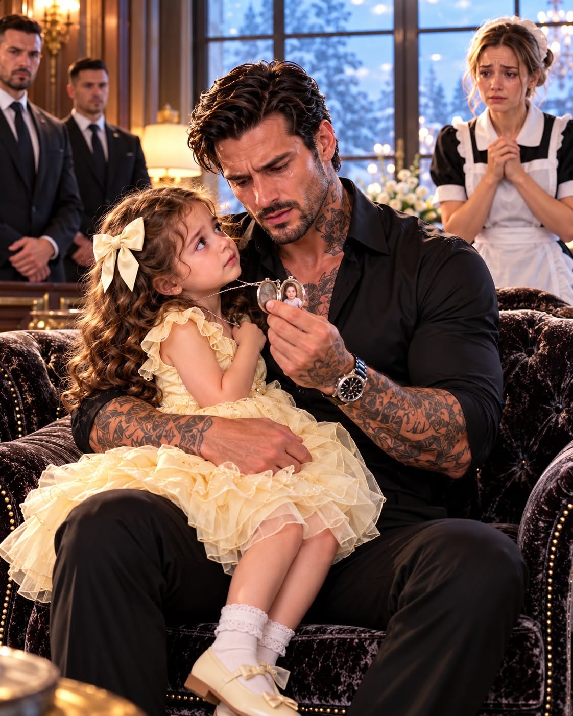 A four-year-old girl wandered into a feared mafia boss’s private room, wearing a silver locket that proved his dead wife had been alive three years ago.