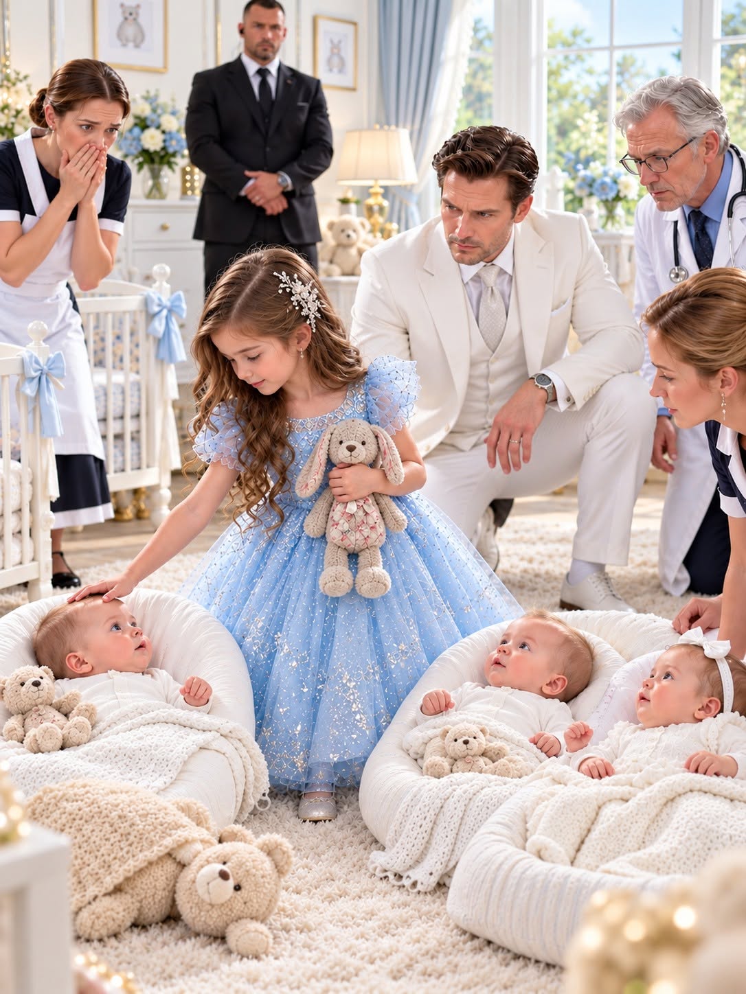 For two hours my triplets screamed in pain, completely ignoring the doctors—until little Sophie pointed her cloth doll at the corner.