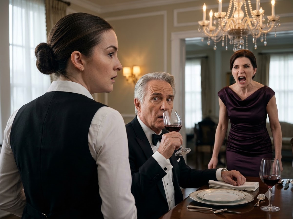 A Server Knocked My Wine Away and Accused My Daughter—Then a Black Capsule Rolled Out of the Shattered Glass