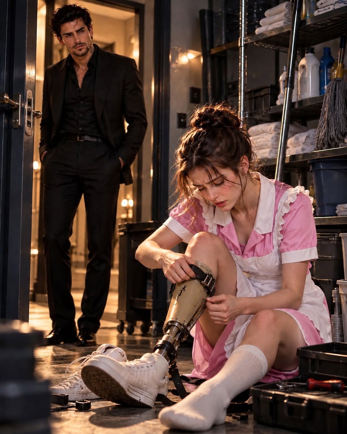 A ruthless syndicate boss discovered that his multi-million-dollar estate administrator was embezzling medical funds, right after watching an 18-year-old maid struggle with a broken prosthetic leg.