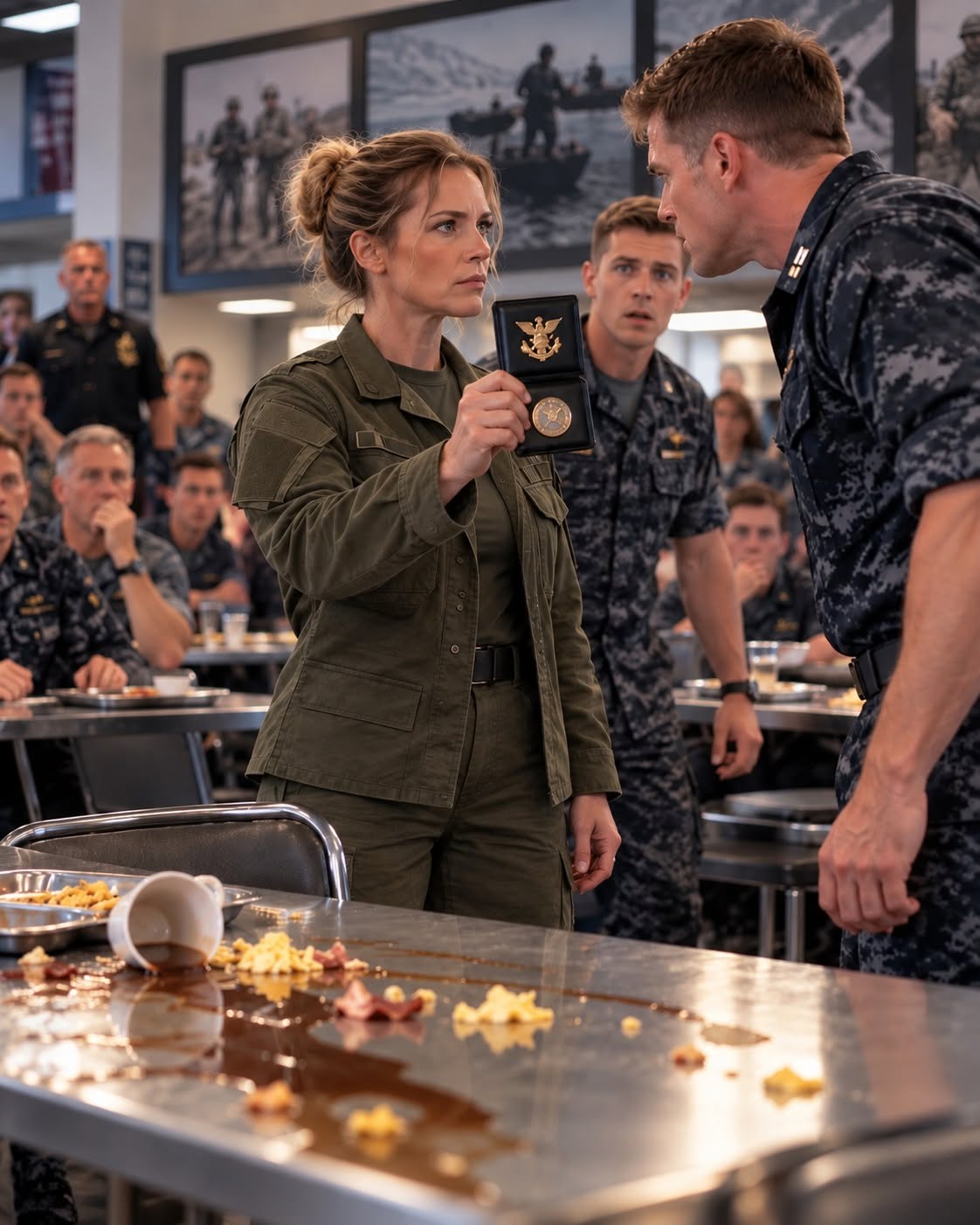 A cocky lieutenant slapped an older woman's breakfast tray onto the floor, completely unaware she was the base's top command chief.