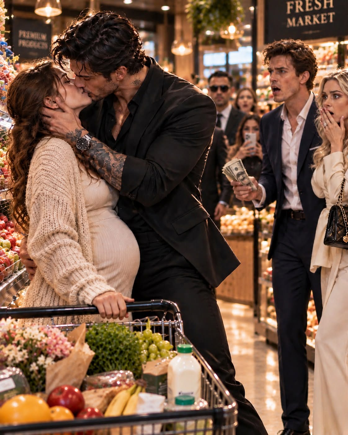A pregnant, struggling grocery shopper rejected her cheating ex's charity, only to have Chicago's most feared mafia boss step out of the shadows and kiss her in front of a recording crowd.